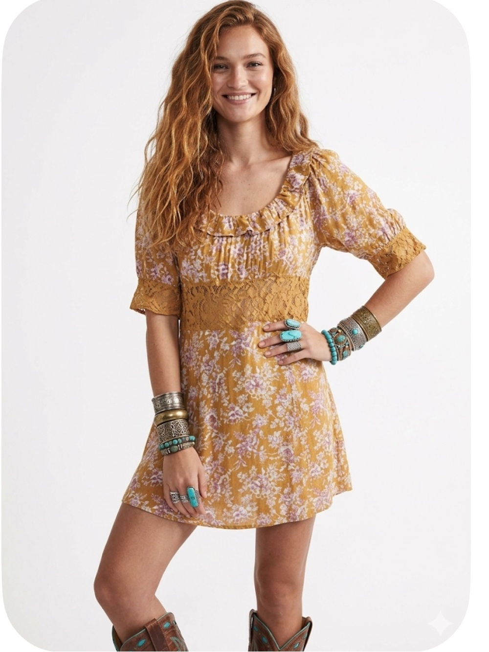 Free People Lucie Boho Lace Mini Dress